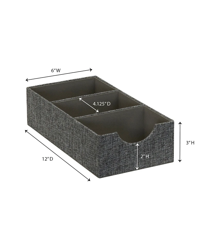 Household Essentials 3-Compartment Drawer Organizers, Pack of 2