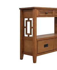 Simplie Fun 36" Farmhouse Pine Wood Console Table Entry Sofa Table With 4 Drawers & 1 Storage Shelf