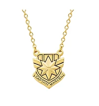 Marvel s Captain Shield Yellow Gold Plated Necklace, 18" chain