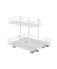 Household Essentials Glidez Paint-Finished Steel Pull-Out/Slide-Out Storage Organizer with Plastic Liners for Under Sink or Cabinet 2 -Tier Design