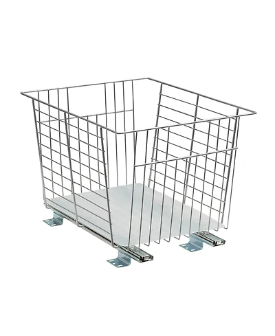 Household Essentials Glidez Steel Pull-Out/Slide-Out Storage Organizer with Plastic Liner for Under Cabinet or Wire Shelf Produce Bin Design