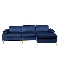 Streamdale Furniture Shannon Velvet Sectional Sofa With Chaise