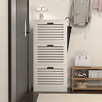 Streamdale White Wooden Shoe Cabinet with 3 Flip Doors