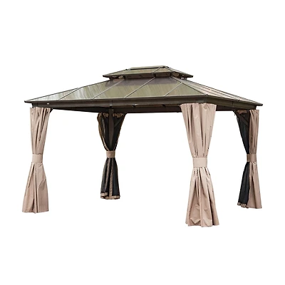 Streamdale Outdoor Hardtop Gazebo with Curtains and Net