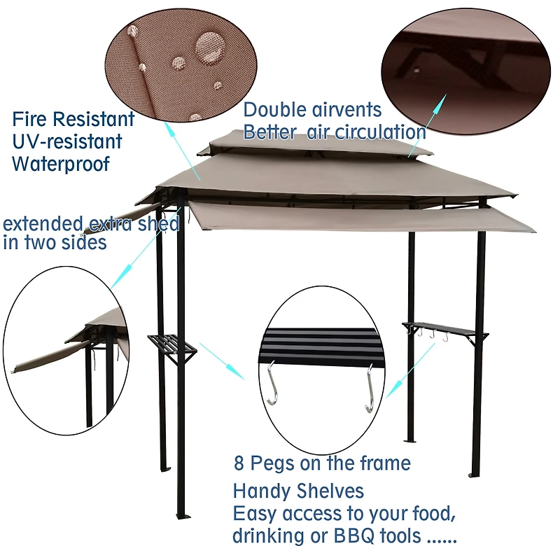 Streamdale 8x4 Grill Gazebo with Canopy & Counter