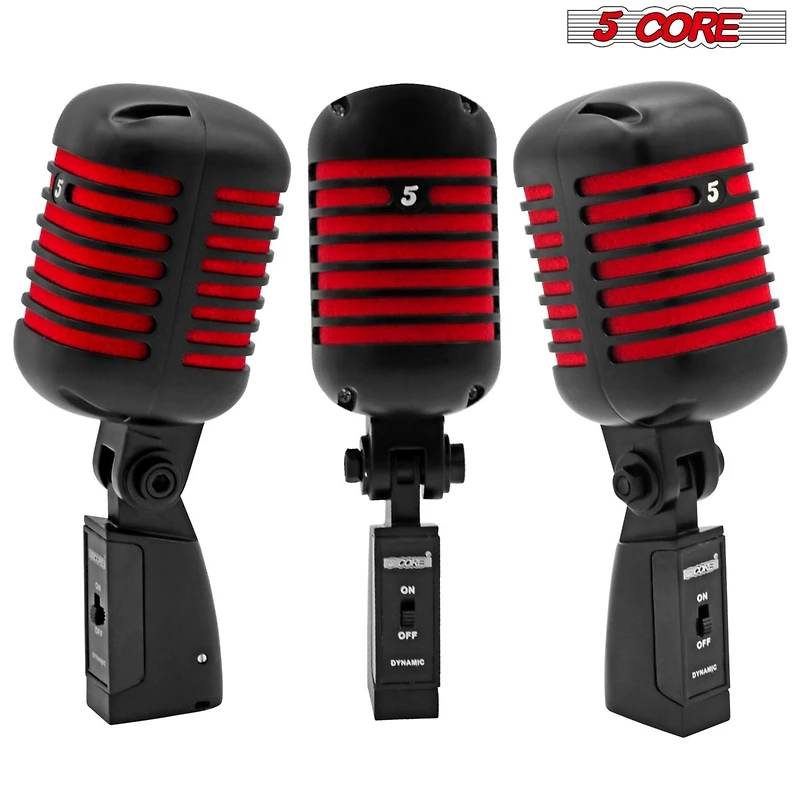5 Core Professional Vintage Microphone for Singing Dynamic Super Cardiod Xlr Old Retro Wired Vocal Mic Rtro Mic Ch Blk-red