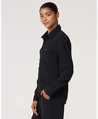 Rebody Active Women's Retreat Waffle Button Down Shirt For Women