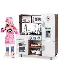 Kids Kitchen Playset Pretend Play Kitchen Toy with Realistic Sounds & Lights