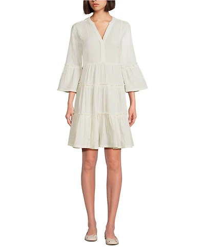 Lands' End Women's Gauze Tiered Dress