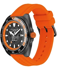 Coach Men's Charter Automatic Orange Silicone Watch 44mm