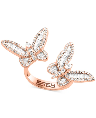Effy Diamond Round & Baguette Butterfly Cuff Ring (1-1/3 ct. t.w.) in 14k Rose Gold