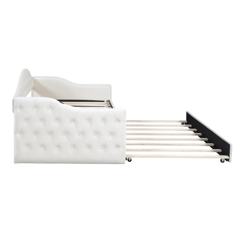 Simplie Fun Gray Velvet Daybed with Trundle & Usb Charging