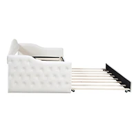 Simplie Fun Gray Velvet Daybed with Trundle & Usb Charging