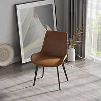 Streamdale Modern Metal Leg Dining Chair - Brown - 4 Pack
