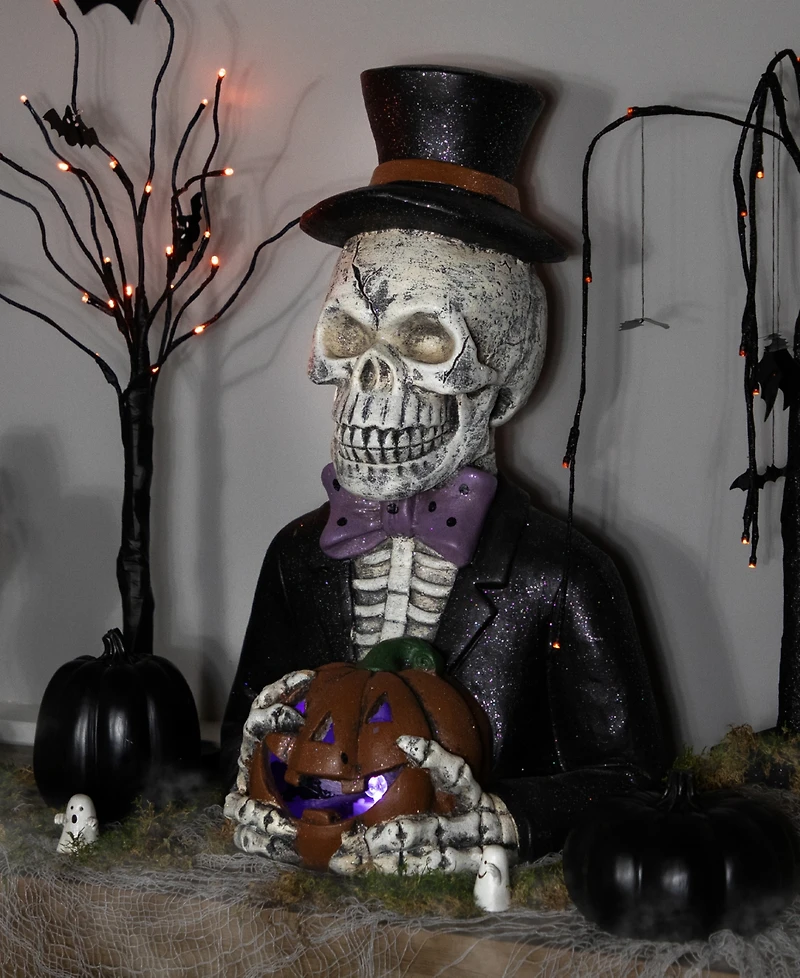 Northlight 23.5" Led Lighted Skeleton with Jack-o-Lantern Halloween Decoration