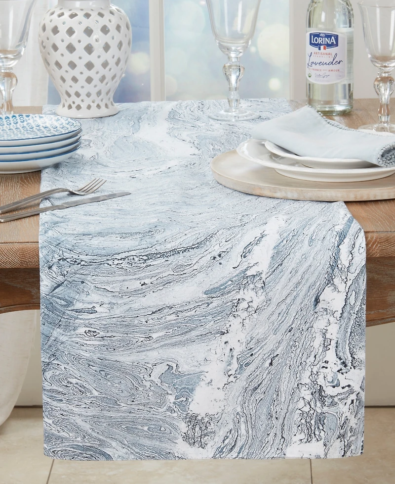 Saro Lifestyle Ink Spill Delight Table Runner, 16"x72"