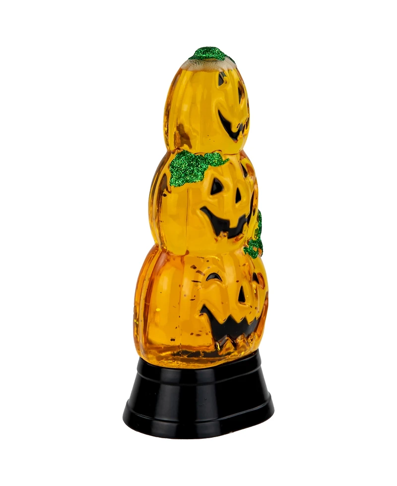 Northlight 14.75" Led Lighted Stacked Jack O' Lanterns Halloween Snow Globe
