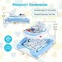 6 1 Baby Walker Adjustable Toddler & Activity Center with Music Tray