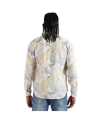 Campus Sutra Men's EcoLiva Grey & Yellow Minimal Lined Shirt