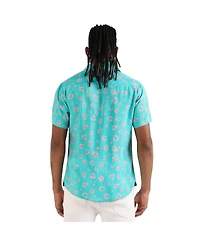 Campus Sutra Men's EcoLiva Cyan Blue Flower Block Shirt
