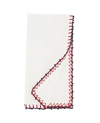 Saro Lifestyle Whipstitch Pom Pom Delight Napkin Set of 4, 20"x20"