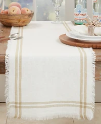 Saro Lifestyle Trendy Fringed Stripe Table Runner, 13"x72"