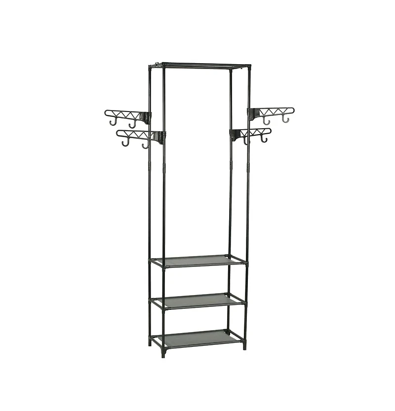 vidaXL Clothes Rack Steel and Non-woven Fabric 21.7"x11.2"x68.9" Black