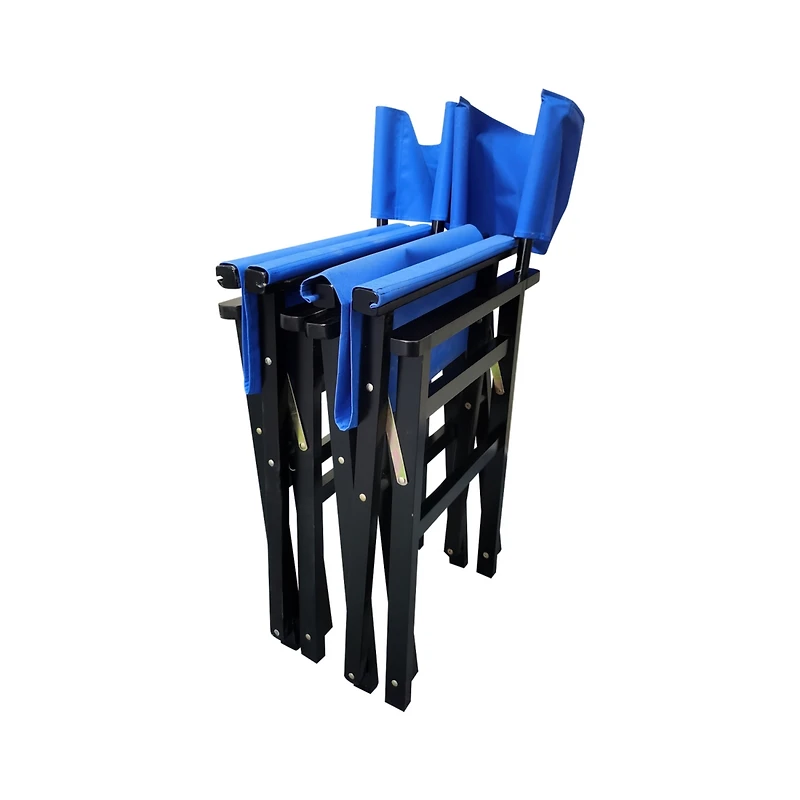 Simplie Fun Canvas and Wood Folding Chairs Set - Blue