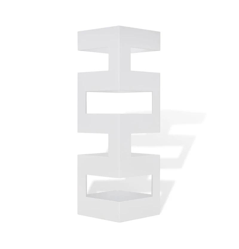 vidaXL White Square Umbrella Stand Storage Holder Walking Stick Steel 19.1"