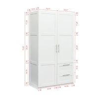 Streamdale Furniture High Wardrobe And Kitchen Cabinet With 2 Doors, 2 Drawers And 5 Storage Spaces, White