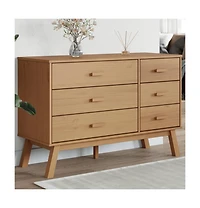 Drawer Cabinet Olden Brown Solid Wood Pine