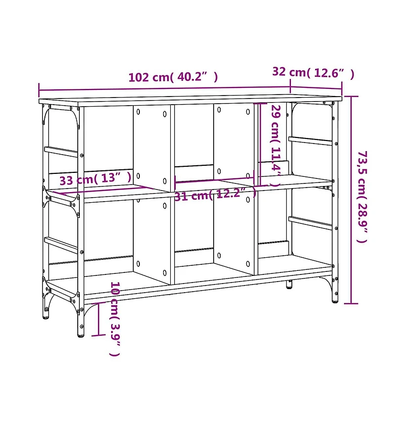 Sideboard Brown Oak 40.2"x12.6"x28.9" Engineered Wood
