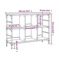 Sideboard Brown Oak 40.2"x12.6"x28.9" Engineered Wood