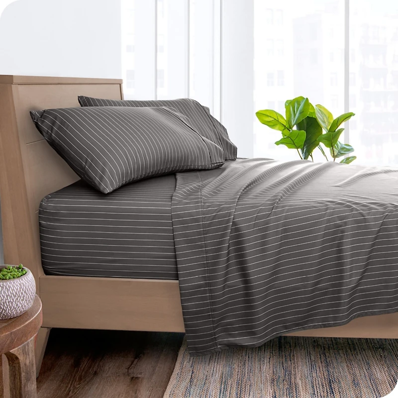 Bare Home Ultra-Soft Double Brushed Print Sheet Set - Pinstripe