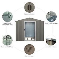 Streamdale 8x10FT Outdoor Metal Storage Shed Grey
