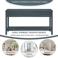Simplie Fun Rustic Entryway Console Table, 60 Long Sofa Table With Two Different Size Drawers And Bottom