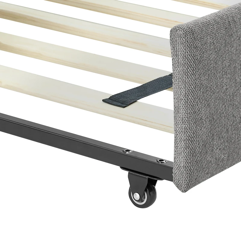 Streamdale Furniture Queen Size Upholstered Daybed with Trundle, Grey