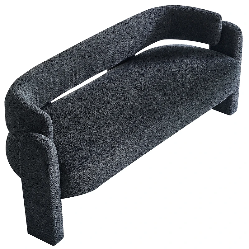 Streamdale 75.59" Wide Boucle Upholstery Modern Sofa For Living Room Dark Grey