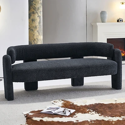 Streamdale 75.59" Wide Boucle Upholstery Modern Sofa For Living Room Dark Grey