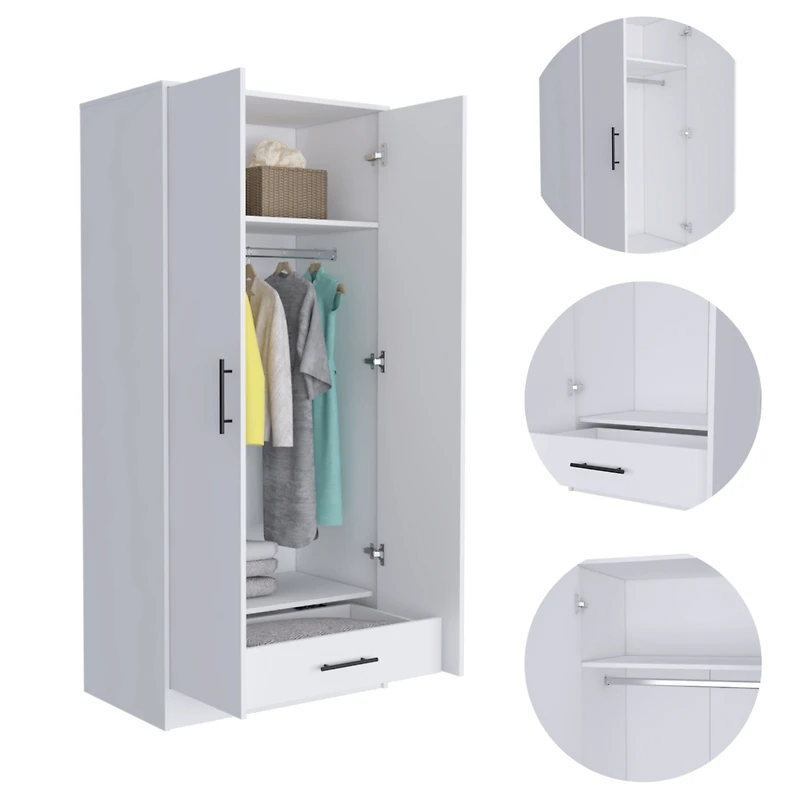 Simplie Fun Conway Rectangle Armoire White