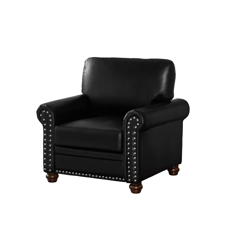 Streamdale Furniture Living Room Sofa Single Seat Chair With Wood Leg Faux Leather