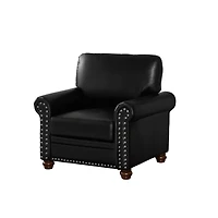 Streamdale Furniture Living Room Sofa Single Seat Chair With Wood Leg Faux Leather