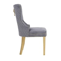 Streamdale Simba Gold 2 Piece Dining Chair Finish With Velvet Fabric In Dark Gray