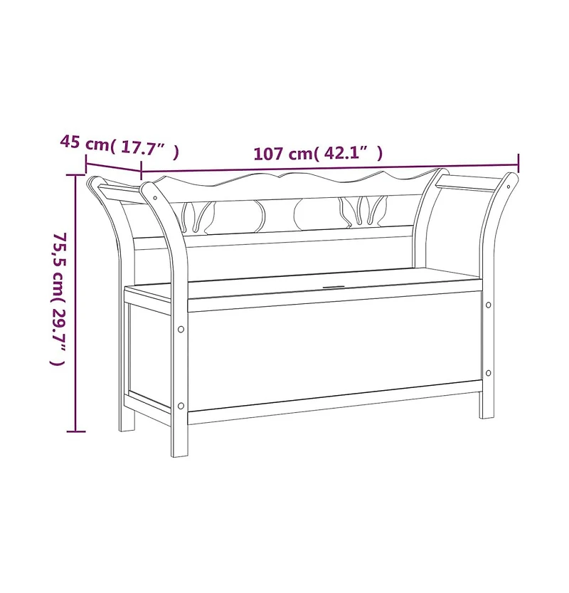 vidaXL Bench White 42.1"x17.7"x29.7" Solid Wood Fir