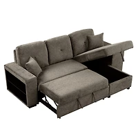 Simplie Fun Knox Charcoal Sectional Sofa Bed with Storage Chaise