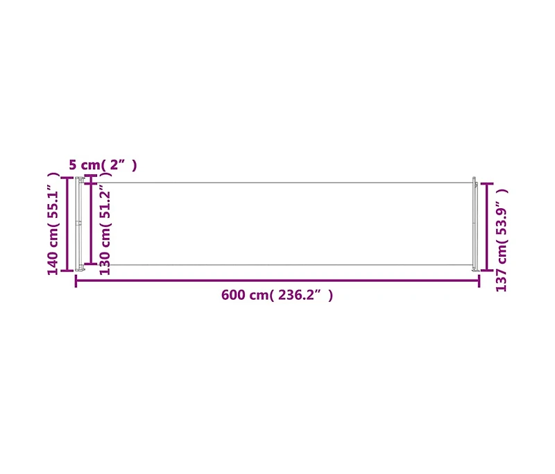 Patio Retractable Side Awning 55.1"x236.2" Gray