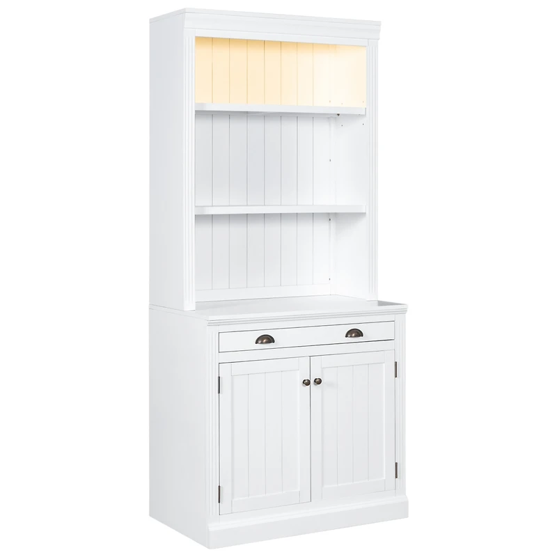 Streamdale Furniture 83.4" Tall Bookshelf With Led Lighting, Modern Bookcase