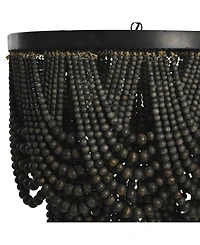 Storied Home 2-Tier Draped Wood Bead Chandelier Black