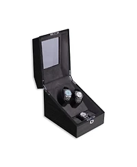 Bey-Berk Polished Ash Wood Two Watch Winder and Three Watch Storage