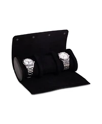 Bey-Berk Leather Three Watch Roll with Inidividual Snap Compartments